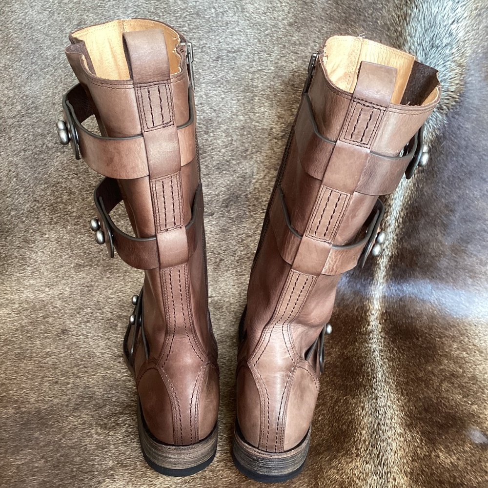 Spirit Lucchese Boot Co Mid Height Wrap Detail Leather Boots - Picture 4 of 11